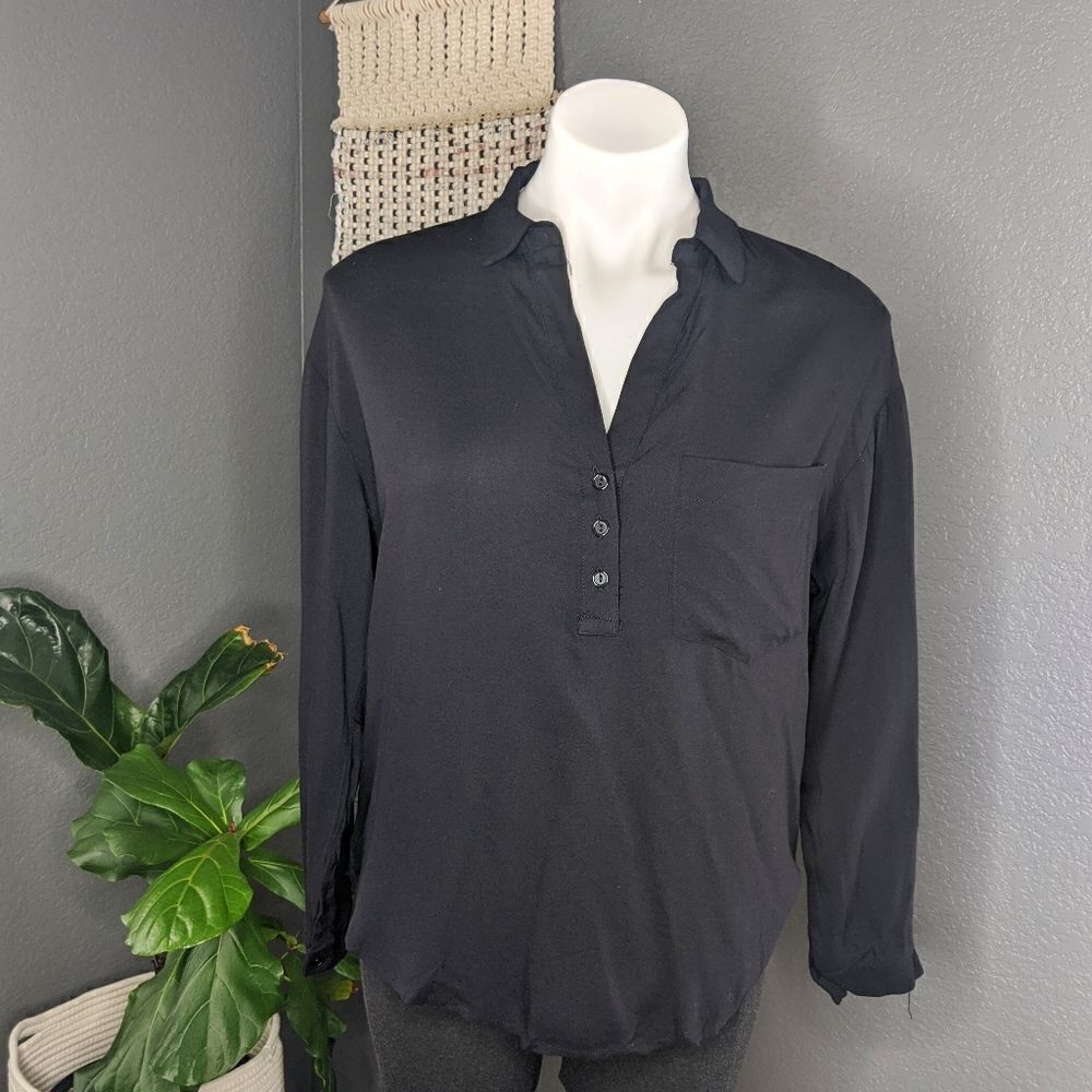 New Nordstrom Lush Black Collar Blouse